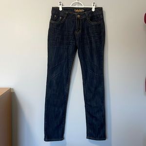 Dark wash, straight leg jeans